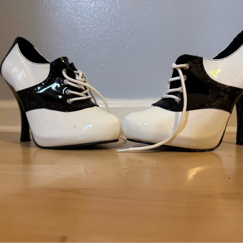Funtasma Women's Black and White Oxford Heels